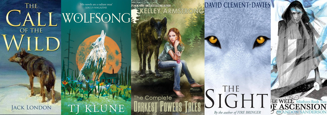 banner image best dog book covers Wolfsong, Call of the Wild, Darkest Powers, The Sight, Well of Ascension