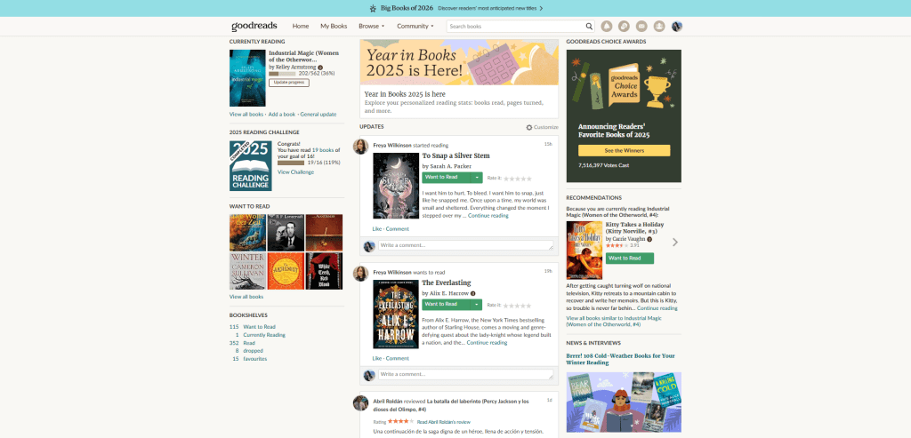 Goodreads Desktop Screenshot Homepage